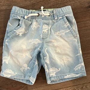 Boys distressed dinosaur print denim shorts